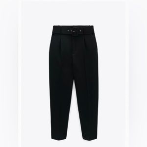 ZARA Pants with Fabric Covered Belt in BLACK - Womens size XL *and* MEDIUM !